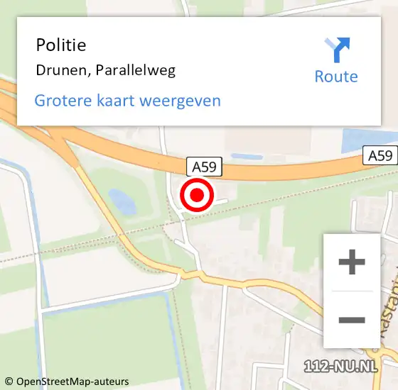 Locatie op kaart van de 112 melding: Politie Drunen, Parallelweg op 7 juli 2021 07:45