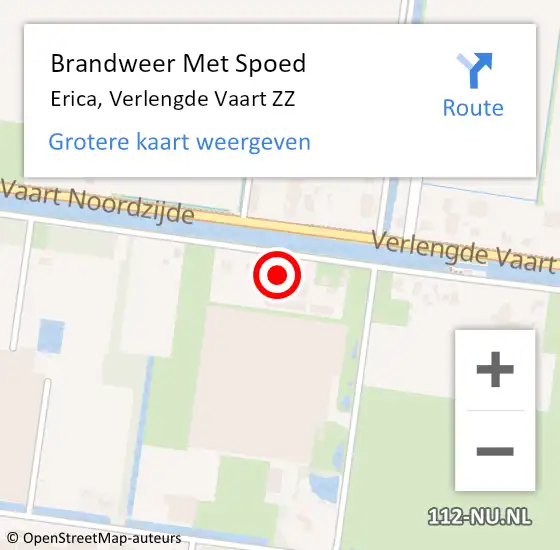 Locatie op kaart van de 112 melding: Brandweer Met Spoed Naar Erica, Verlengde Vaart ZZ op 7 juli 2021 07:51