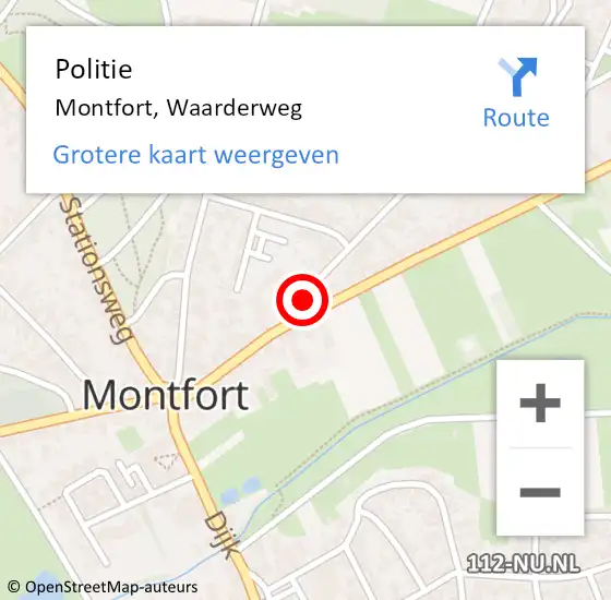 Locatie op kaart van de 112 melding: Politie Montfort, Waarderweg op 7 juli 2021 07:55
