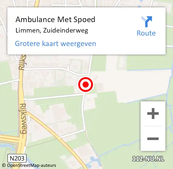 Locatie op kaart van de 112 melding: Ambulance Met Spoed Naar Limmen, Zuideinderweg op 7 juli 2021 08:05