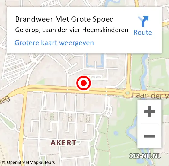 Locatie op kaart van de 112 melding: Brandweer Met Grote Spoed Naar Geldrop, Laan der vier Heemskinderen op 7 juli 2021 08:14