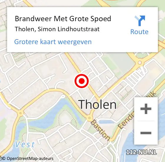 Locatie op kaart van de 112 melding: Brandweer Met Grote Spoed Naar Tholen, Simon Lindhoutstraat op 7 juli 2021 08:47