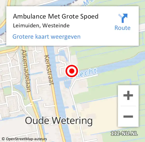 Locatie op kaart van de 112 melding: Ambulance Met Grote Spoed Naar Leimuiden, Westeinde op 7 juli 2021 08:51