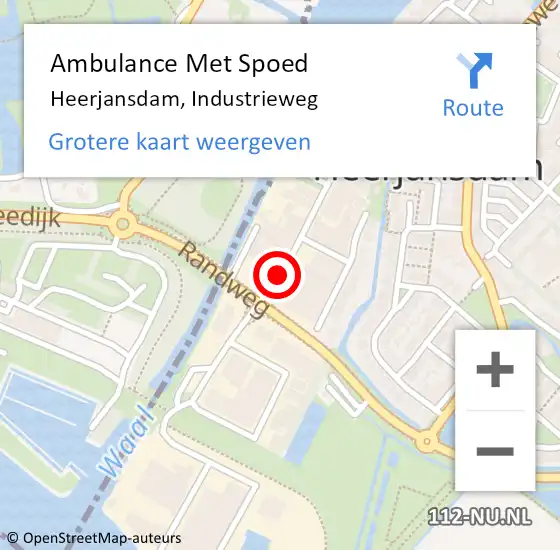 Locatie op kaart van de 112 melding: Ambulance Met Spoed Naar Heerjansdam, Industrieweg op 7 juli 2021 09:24