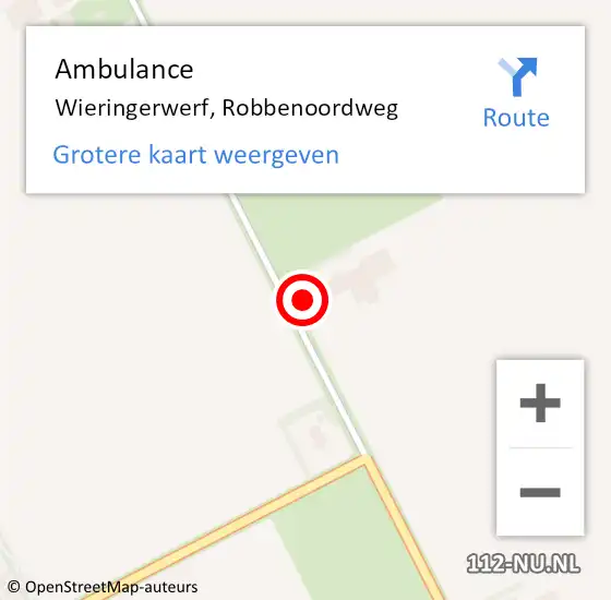 Locatie op kaart van de 112 melding: Ambulance Wieringerwerf, Robbenoordweg op 7 juli 2021 09:24