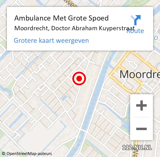 Locatie op kaart van de 112 melding: Ambulance Met Grote Spoed Naar Moordrecht, Doctor Abraham Kuyperstraat op 7 juli 2021 09:28