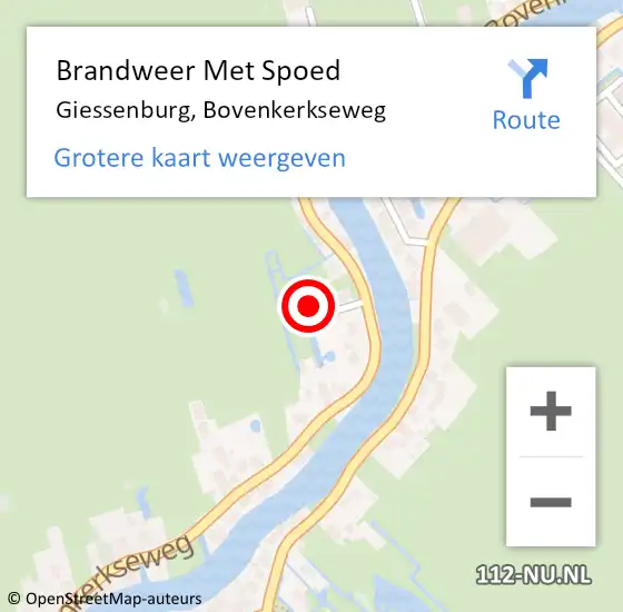 Locatie op kaart van de 112 melding: Brandweer Met Spoed Naar Giessenburg, Bovenkerkseweg op 7 juli 2021 09:34