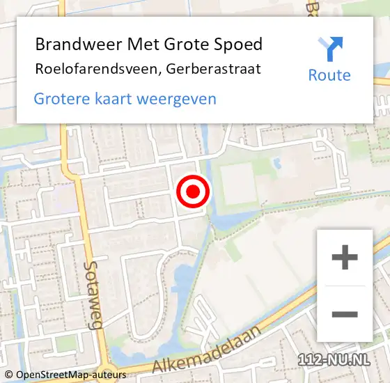 Locatie op kaart van de 112 melding: Brandweer Met Grote Spoed Naar Roelofarendsveen, Gerberastraat op 7 juli 2021 09:37