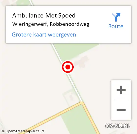 Locatie op kaart van de 112 melding: Ambulance Met Spoed Naar Wieringerwerf, Robbenoordweg op 7 juli 2021 09:49