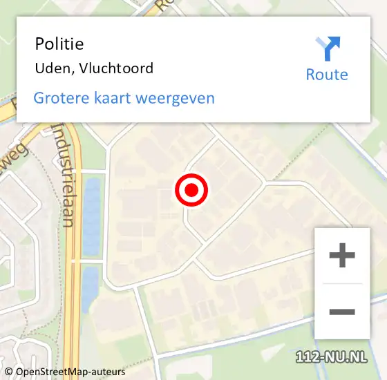 Locatie op kaart van de 112 melding: Politie Uden, Vluchtoord op 7 juli 2021 09:55