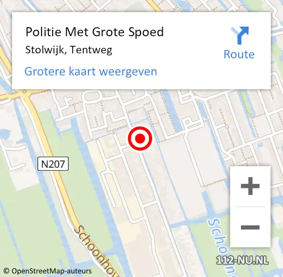 Locatie op kaart van de 112 melding: Politie Met Grote Spoed Naar Stolwijk, Tentweg op 7 juli 2021 10:15