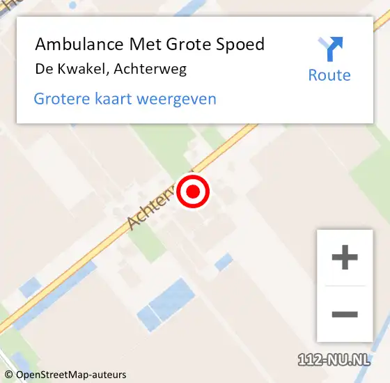 Locatie op kaart van de 112 melding: Ambulance Met Grote Spoed Naar De Kwakel, Achterweg op 7 juli 2021 10:23