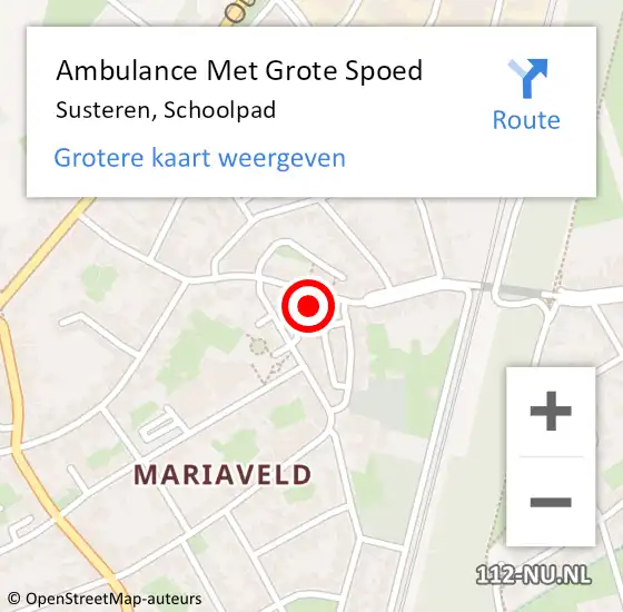 Locatie op kaart van de 112 melding: Ambulance Met Grote Spoed Naar Susteren, Schoolpad op 7 juli 2021 10:40