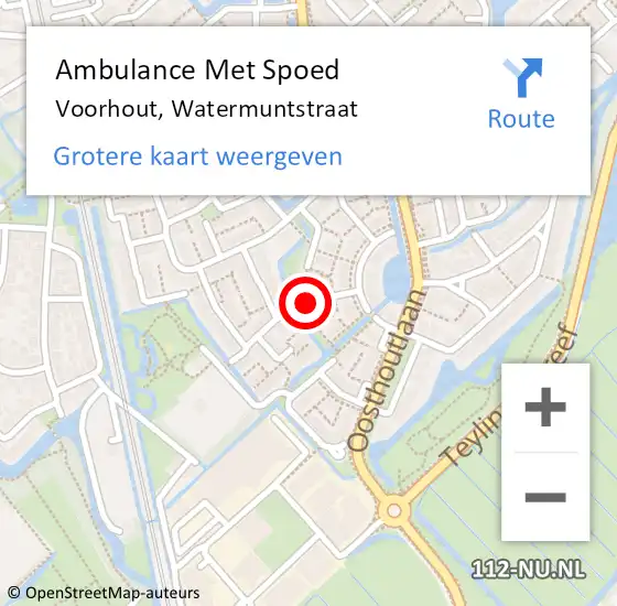 Locatie op kaart van de 112 melding: Ambulance Met Spoed Naar Voorhout, Watermuntstraat op 7 juli 2021 10:43