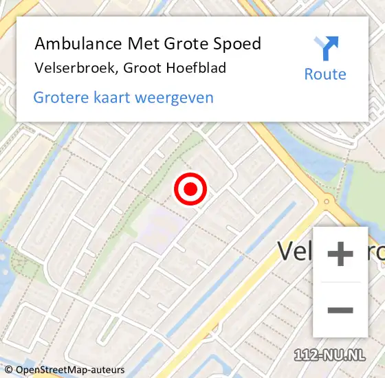Locatie op kaart van de 112 melding: Ambulance Met Grote Spoed Naar Velserbroek, Groot Hoefblad op 7 juli 2021 11:01