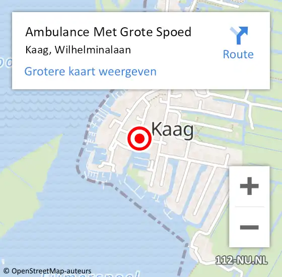 Locatie op kaart van de 112 melding: Ambulance Met Grote Spoed Naar Kaag, Wilhelminalaan op 7 juli 2021 11:21