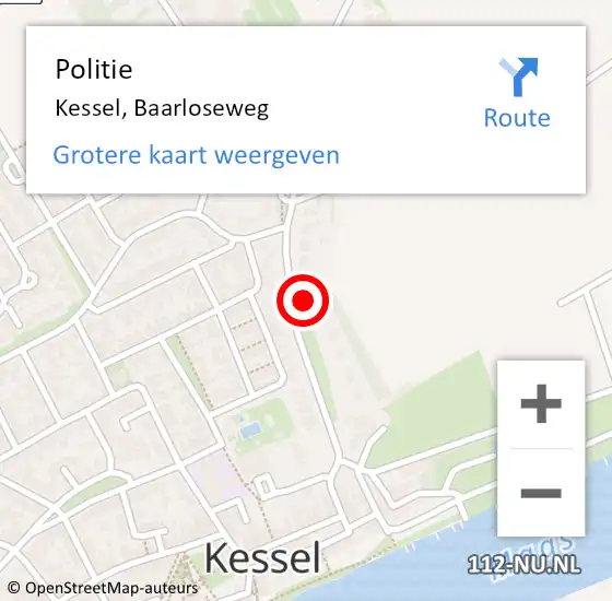 Locatie op kaart van de 112 melding: Politie Kessel, Baarloseweg op 7 juli 2021 11:23