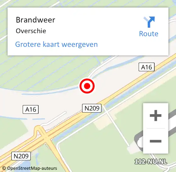 Locatie op kaart van de 112 melding: Brandweer Overschie op 7 juli 2021 11:26