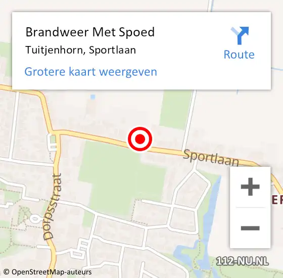 Locatie op kaart van de 112 melding: Brandweer Met Spoed Naar Tuitjenhorn, Sportlaan op 7 juli 2021 11:30