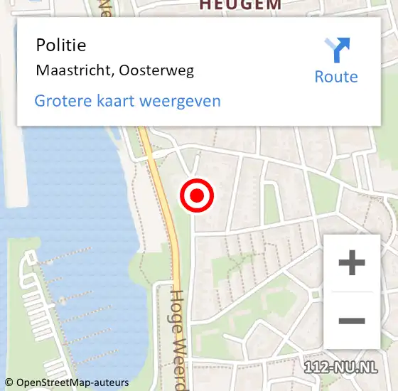 Locatie op kaart van de 112 melding: Politie Maastricht, Oosterweg op 7 juli 2021 11:33