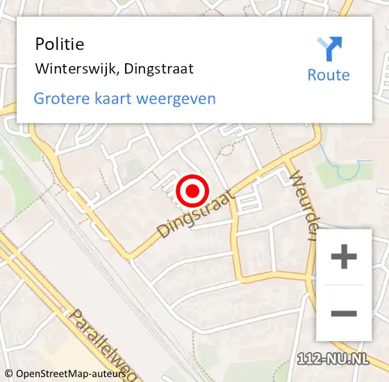 Locatie op kaart van de 112 melding: Politie Winterswijk, Dingstraat op 7 juli 2021 11:35