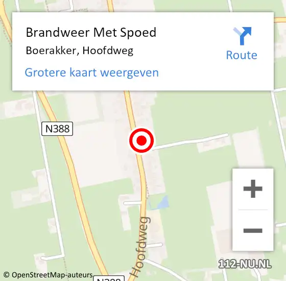 Locatie op kaart van de 112 melding: Brandweer Met Spoed Naar Boerakker, Hoofdweg op 7 juli 2021 11:36