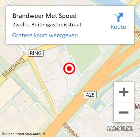 Locatie op kaart van de 112 melding: Brandweer Met Spoed Naar Zwolle, Buitengasthuisstraat op 7 juli 2021 11:49