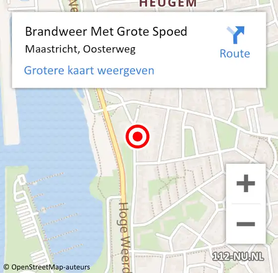 Locatie op kaart van de 112 melding: Brandweer Met Grote Spoed Naar Maastricht, Oosterweg op 7 juli 2021 12:01