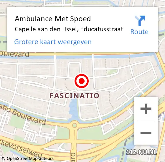 Locatie op kaart van de 112 melding: Ambulance Met Spoed Naar Capelle aan den IJssel, Educatusstraat op 7 juli 2021 12:30