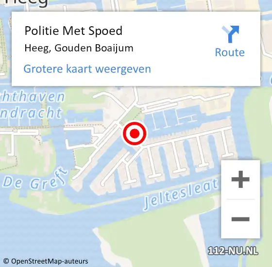 Locatie op kaart van de 112 melding: Politie Met Spoed Naar Heeg, Gouden Boaijum op 7 juli 2021 12:38