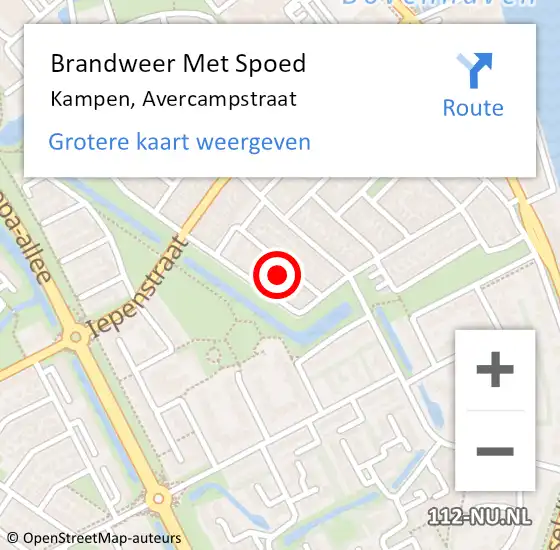 Locatie op kaart van de 112 melding: Brandweer Met Spoed Naar Kampen, Avercampstraat op 7 juli 2021 12:39