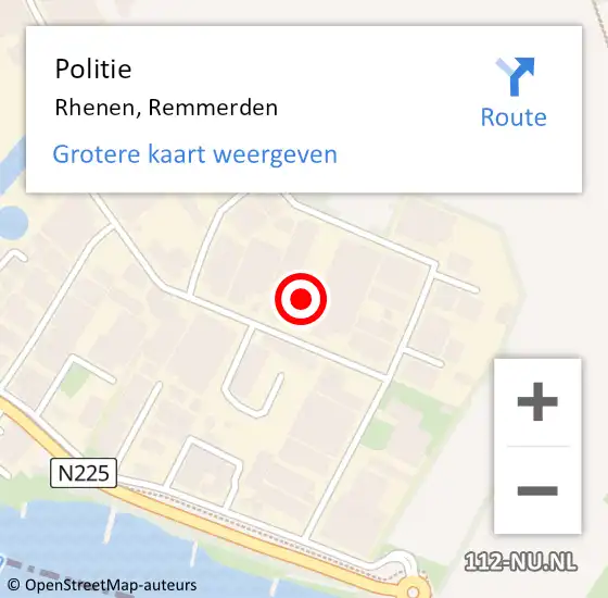 Locatie op kaart van de 112 melding: Politie Rhenen, Remmerden op 7 juli 2021 12:51