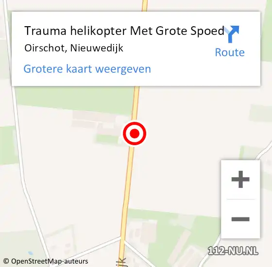 Locatie op kaart van de 112 melding: Trauma helikopter Met Grote Spoed Naar Oirschot, Nieuwedijk op 7 juli 2021 13:03