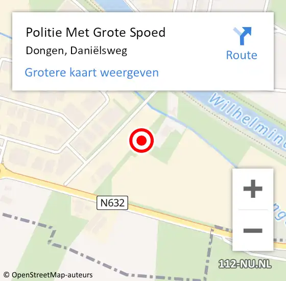 Locatie op kaart van de 112 melding: Politie Met Grote Spoed Naar Dongen, Daniëlsweg op 7 juli 2021 13:05