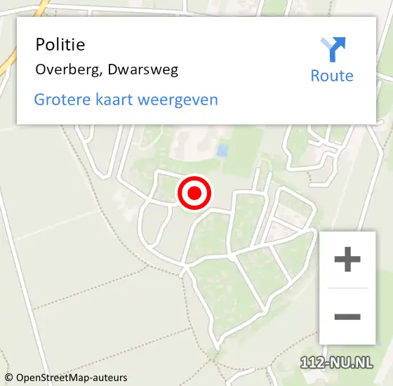 Locatie op kaart van de 112 melding: Politie Overberg, Dwarsweg op 7 juli 2021 13:12