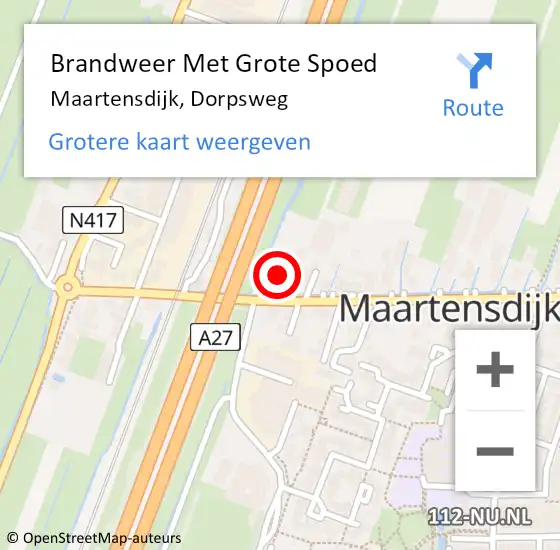 Locatie op kaart van de 112 melding: Brandweer Met Grote Spoed Naar Maartensdijk, Dorpsweg op 7 juli 2021 13:19