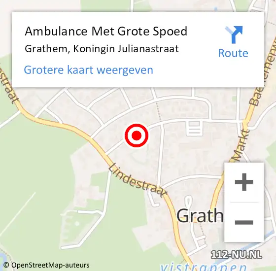 Locatie op kaart van de 112 melding: Ambulance Met Grote Spoed Naar Grathem, Koningin Julianastraat op 7 juli 2021 13:30