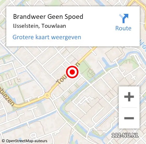 Locatie op kaart van de 112 melding: Brandweer Geen Spoed Naar IJsselstein, Touwlaan op 7 juli 2021 13:48