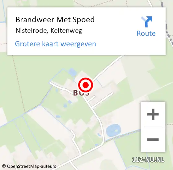 Locatie op kaart van de 112 melding: Brandweer Met Spoed Naar Nistelrode, Keltenweg op 7 juli 2021 14:01