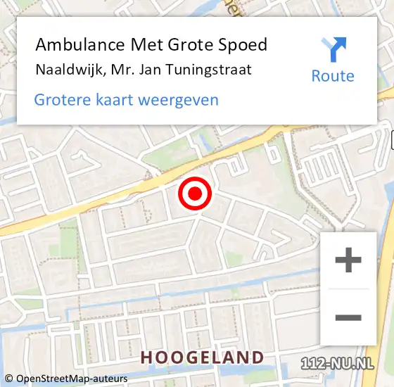 Locatie op kaart van de 112 melding: Ambulance Met Grote Spoed Naar Naaldwijk, Mr. Jan Tuningstraat op 7 juli 2021 14:17