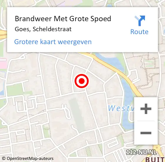 Locatie op kaart van de 112 melding: Brandweer Met Grote Spoed Naar Goes, Scheldestraat op 7 juli 2021 14:29