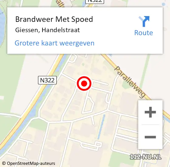 Locatie op kaart van de 112 melding: Brandweer Met Spoed Naar Giessen, Handelstraat op 7 juli 2021 14:52