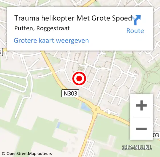 Locatie op kaart van de 112 melding: Trauma helikopter Met Grote Spoed Naar Putten, Roggestraat op 7 juli 2021 15:04