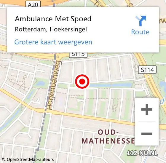 Locatie op kaart van de 112 melding: Ambulance Met Spoed Naar Rotterdam, Hoekersingel op 7 juli 2021 15:09