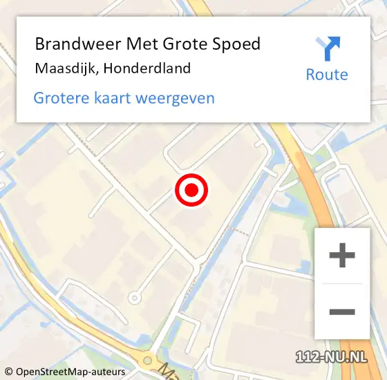 Locatie op kaart van de 112 melding: Brandweer Met Grote Spoed Naar Maasdijk, Honderdland op 7 juli 2021 15:09