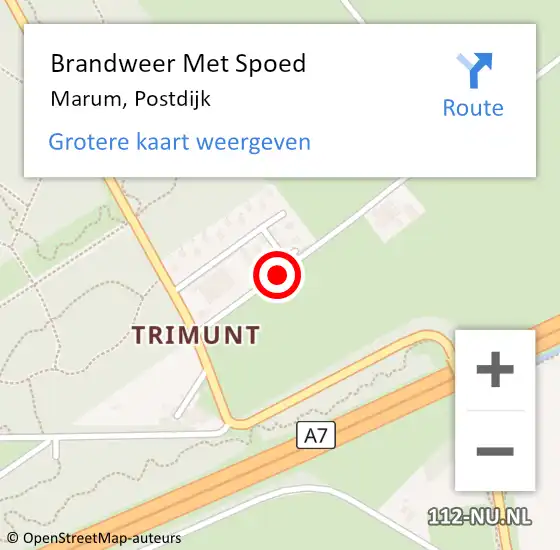 Locatie op kaart van de 112 melding: Brandweer Met Spoed Naar Marum, Postdijk op 7 juli 2021 15:41