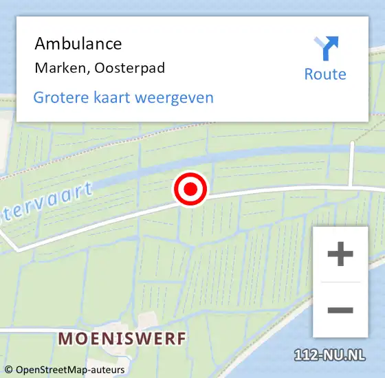 Locatie op kaart van de 112 melding: Ambulance Marken, Oosterpad op 7 juli 2021 16:05