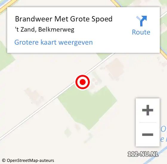 Locatie op kaart van de 112 melding: Brandweer Met Grote Spoed Naar 't Zand, Belkmerweg op 15 juni 2014 17:44