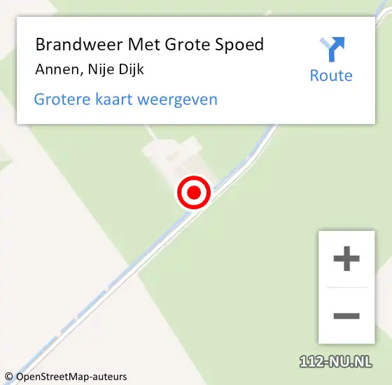 Locatie op kaart van de 112 melding: Brandweer Met Grote Spoed Naar Annen, Nije Dijk op 15 juni 2014 17:45