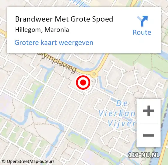 Locatie op kaart van de 112 melding: Brandweer Met Grote Spoed Naar Hillegom, Maronia op 7 juli 2021 16:27